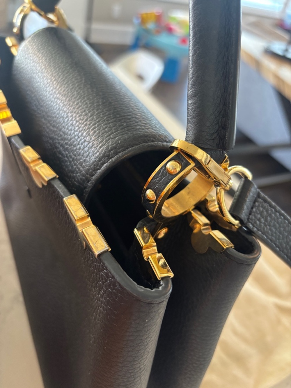 Louis Vuitton Black Classic Top Handle Bag with Gold Hardware - Picture 9 of 11
